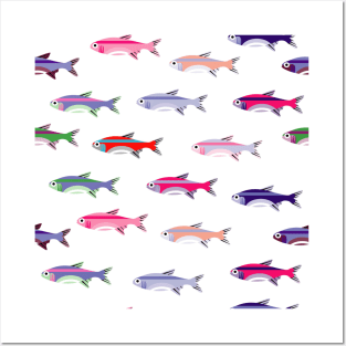 Cute Colored Fish Kids Pattern Seamless Posters and Art